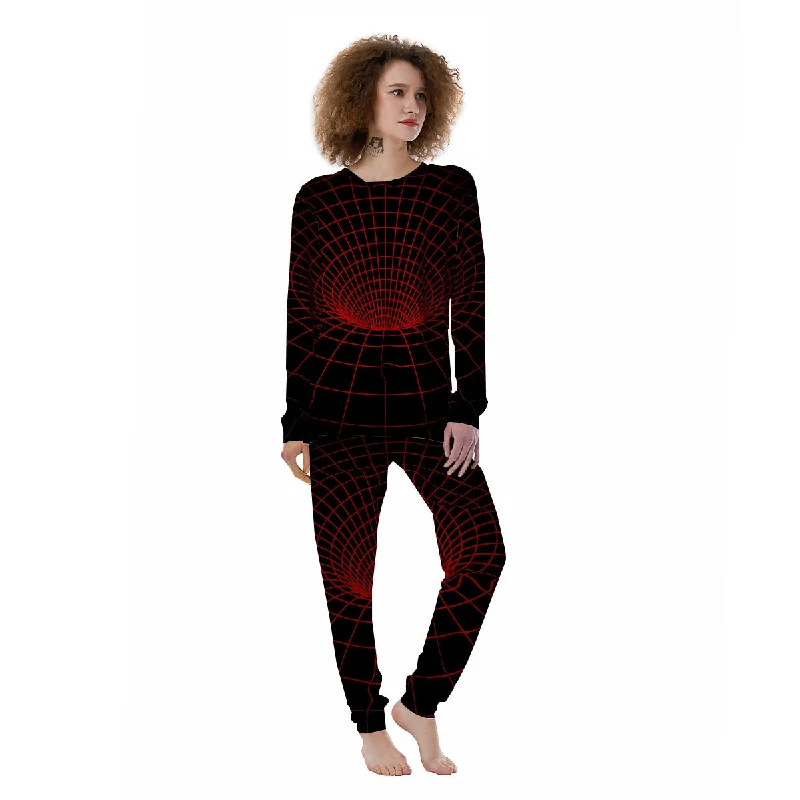 Red Techno Funnel Print Women's Pajamas