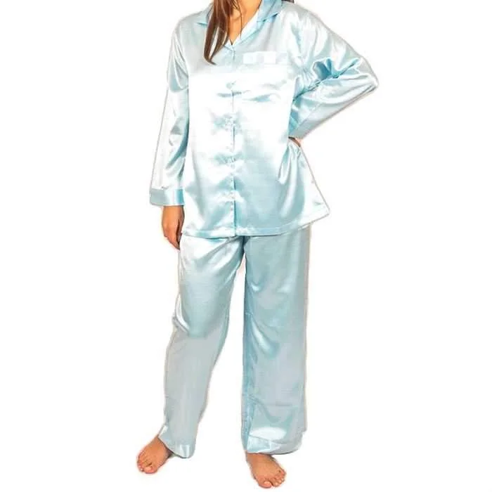 Two PCs Sky Blue Satin Nightsuit