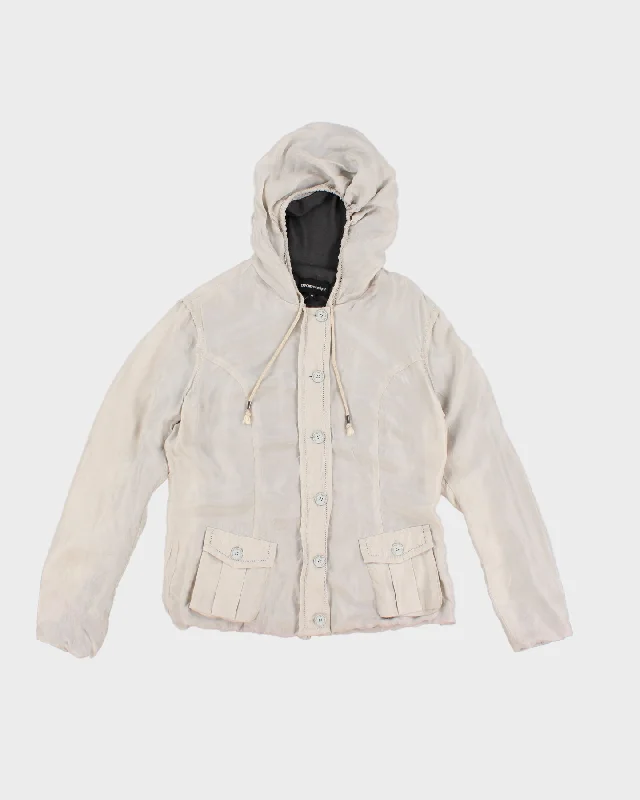 Vintage 00s Emporio Armani Beige Silk Hooded Jacket - M/L Family matching pajama sets