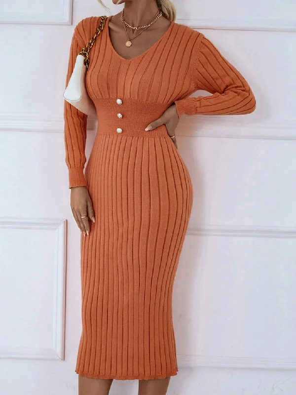 TastyHottie - WOMEN LONG SLEEVE SWEATER DRESS