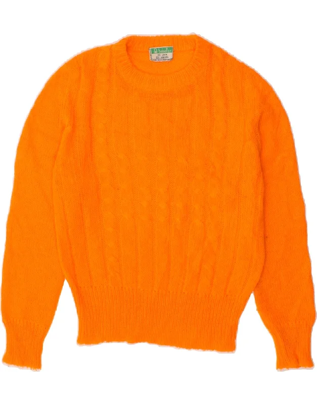 BENETTON Womens Crew Neck Jumper Sweater UK 14 Medium Orange Wool