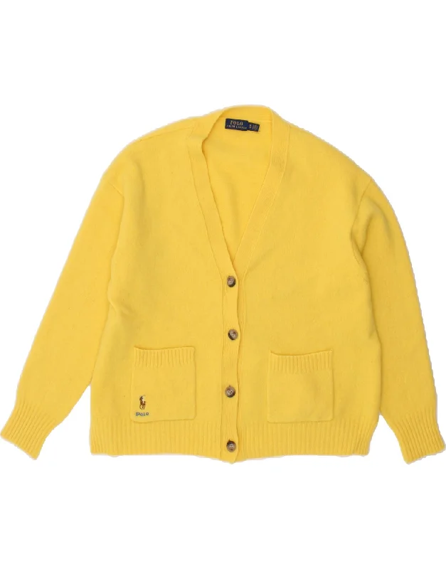 POLO RALPH LAUREN Womens Cardigan Sweater UK 18 XL Yellow Wool