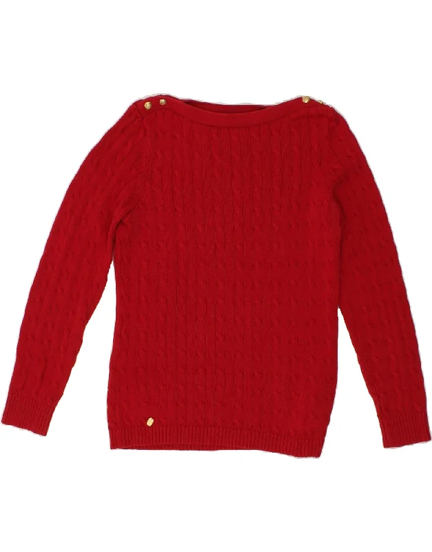 RALPH LAUREN Womens Boat Neck Jumper Sweater UK 18 XL Red Cotton