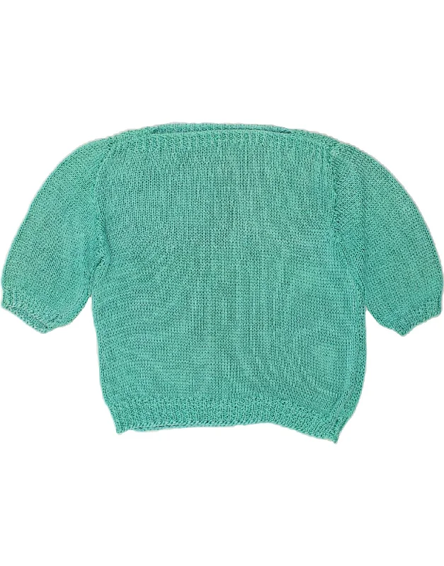 VINTAGE Womens Boat Neck Jumper Sweater UK 14 Medium Turquoise