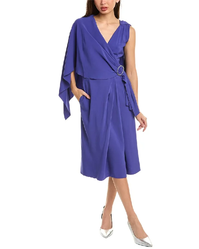 Alberta Ferretti Cape Midi Dress