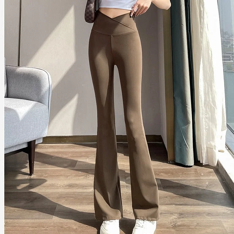 Coffee Color Low Waist Bell-Bottom Pants