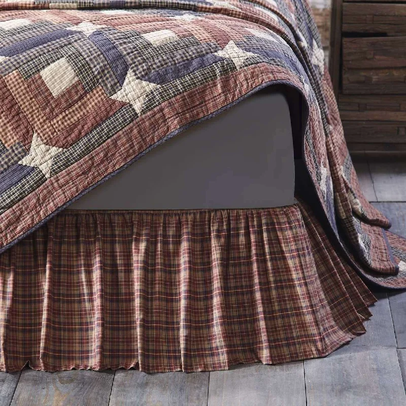 Parker Bed Skirts Burgundy, Natural, Navy VHC Brands