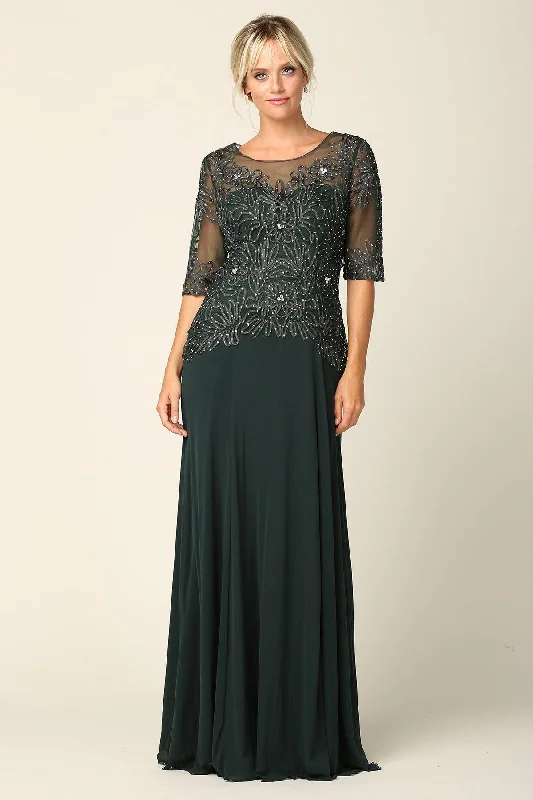 Long Mother of the Bride Formal Embroidered Dress