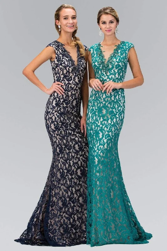 Elizabeth K - GL1420 Embellished Jewel Neck Gown