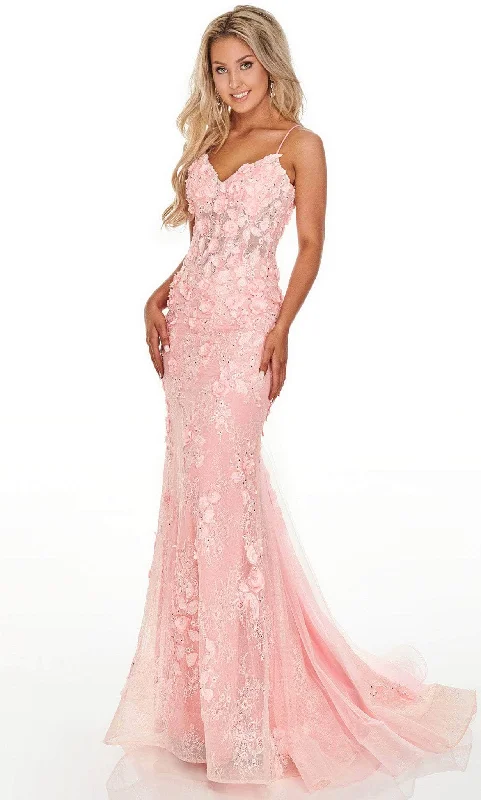 Rachel Allan 70278 - Floral Appliqued Trumpet Prom Gown