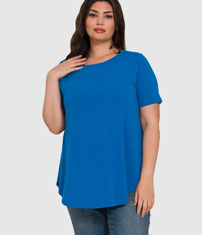 Short Sleeve Round Neck Top - Classic Blue (ready to ship)