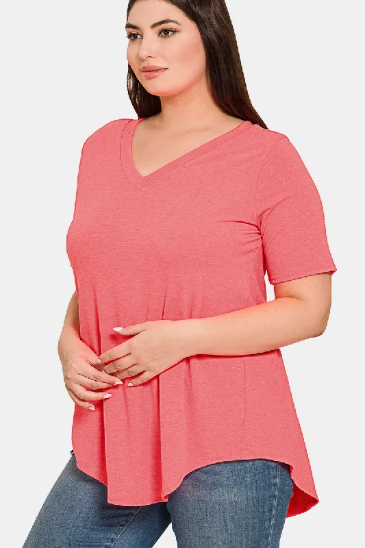 Short Sleeve V-Neck Top - Desert Rose (ready to ship)