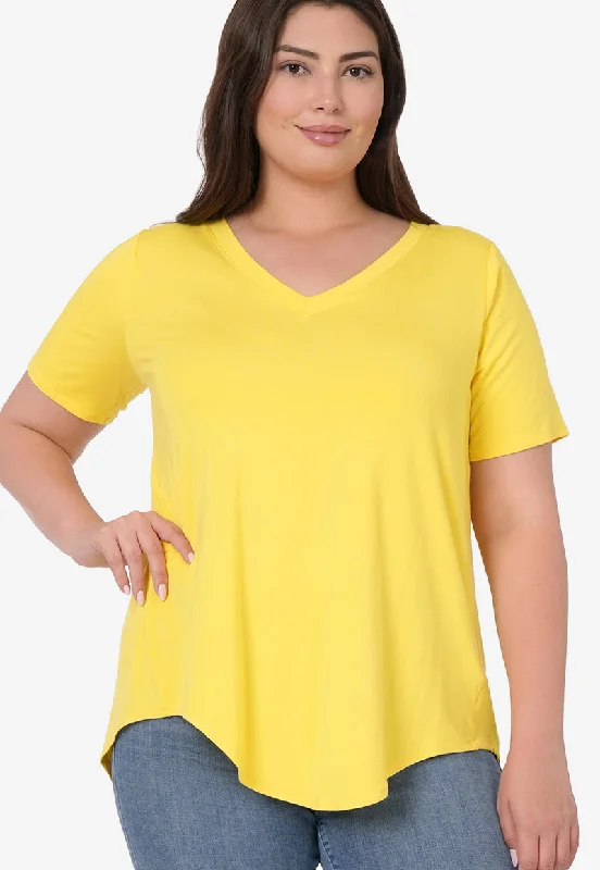 Short Sleeve V-Neck Top - Yellow (ready to ship)