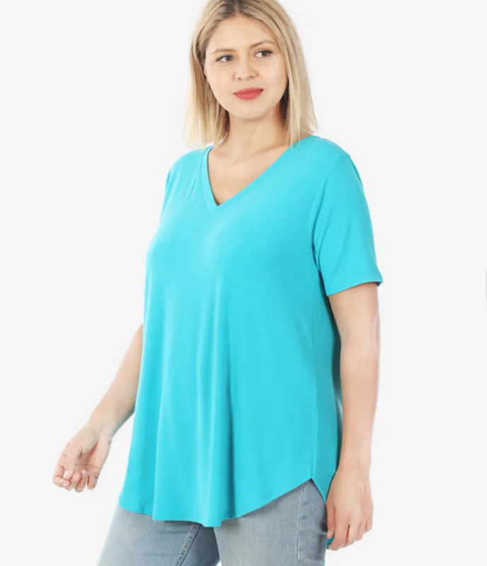 Short Sleeve V-Neck Top - Ice Blue (ready to ship)