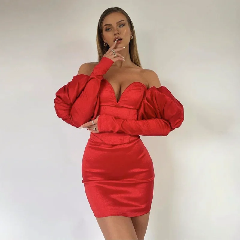 Julia Fashion - Women Sexy Off-the-shoulder Dress