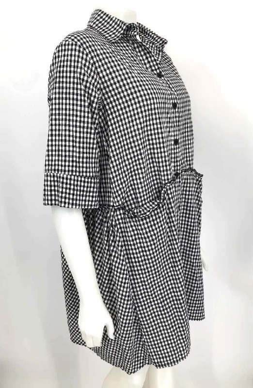 AFORSIMA Black White Made in Italy Plaid Button Up Size MEDIUM (M) Dress