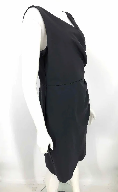 ALEX EVENINGS Black Bead Trim Ruched Size 14  (L) Dress