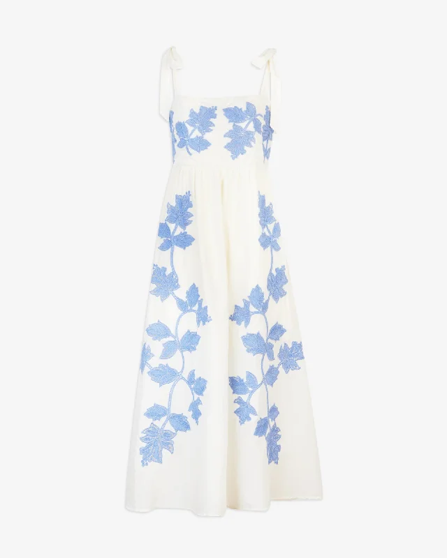 Amina Dress | Cream/Azure Blue