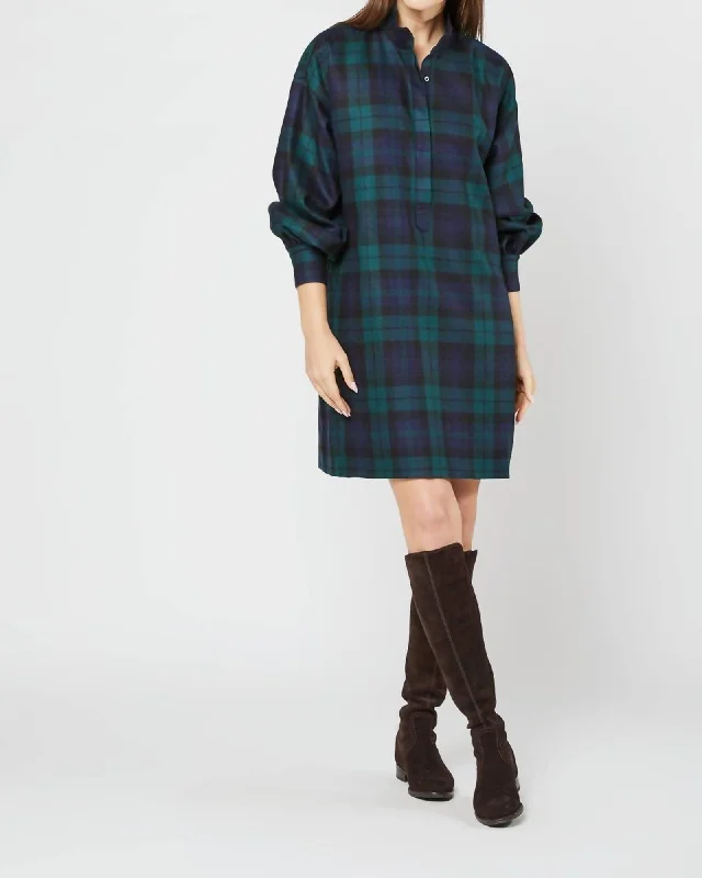 Anaya Popover Dress In Blackwatch Wool Tartan | Blackwatch Wool Tartan