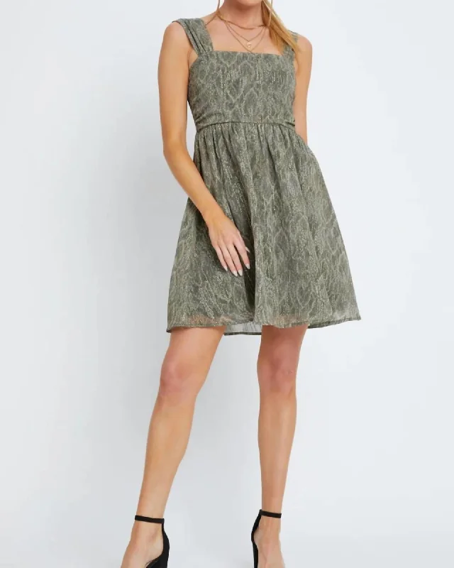 Ariana Dress In Olive Slither | Olive Slither