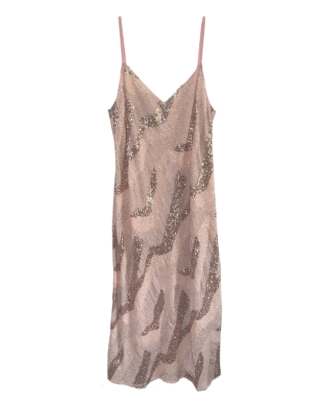 Beaded Cabaret Slip Dress - Champagne | Champagne