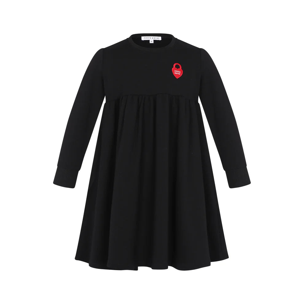 Heart logo black dress by Little Parni