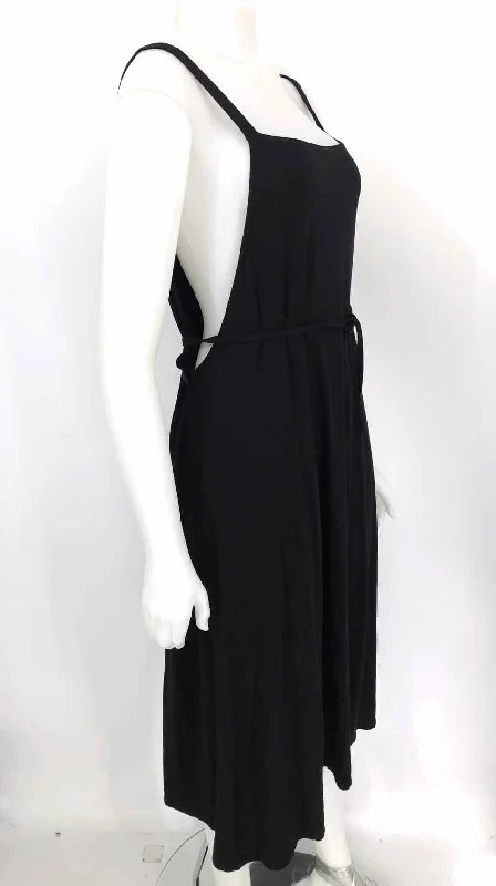 EILEEN FISHER Black Spaghetti Strap Size X-LARGE Dress