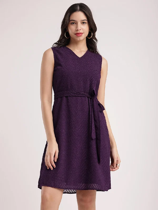 Fit And Flare Dress - Purple