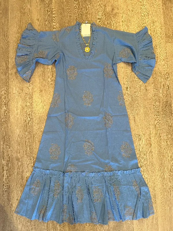 Fitzroy&Willa Soleil Dress - Lt. Blue Gold Metallic