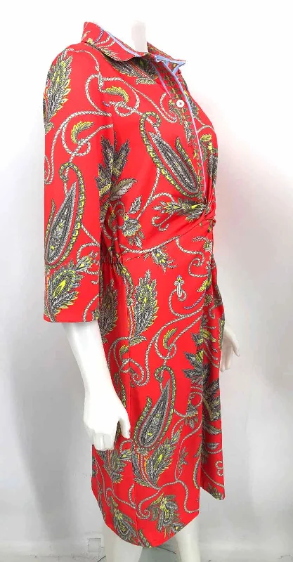 GRETCHEN SCOTT Neon Orange Gray Multi Paisley Twist Size X-LARGE Dress