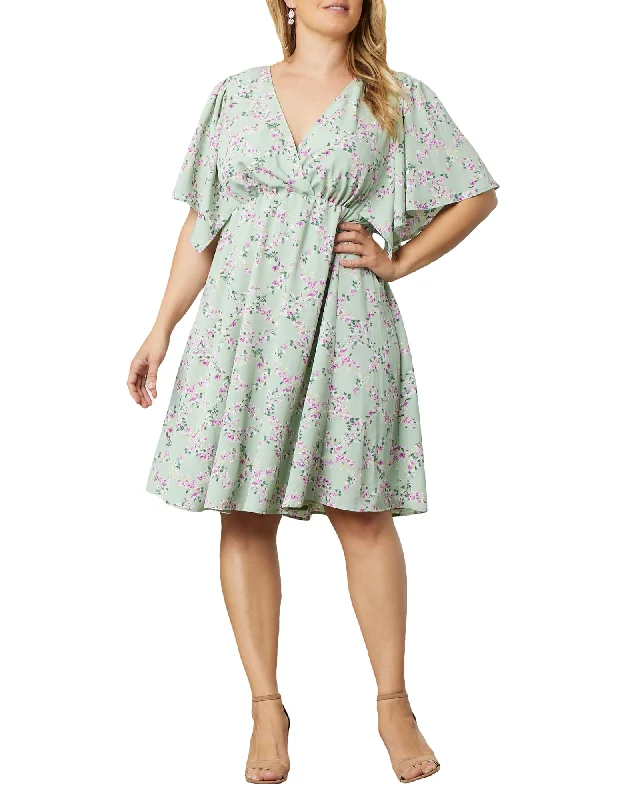 Isabel Flutter Sleeve Dress | SAGE TRELLIS PRINT