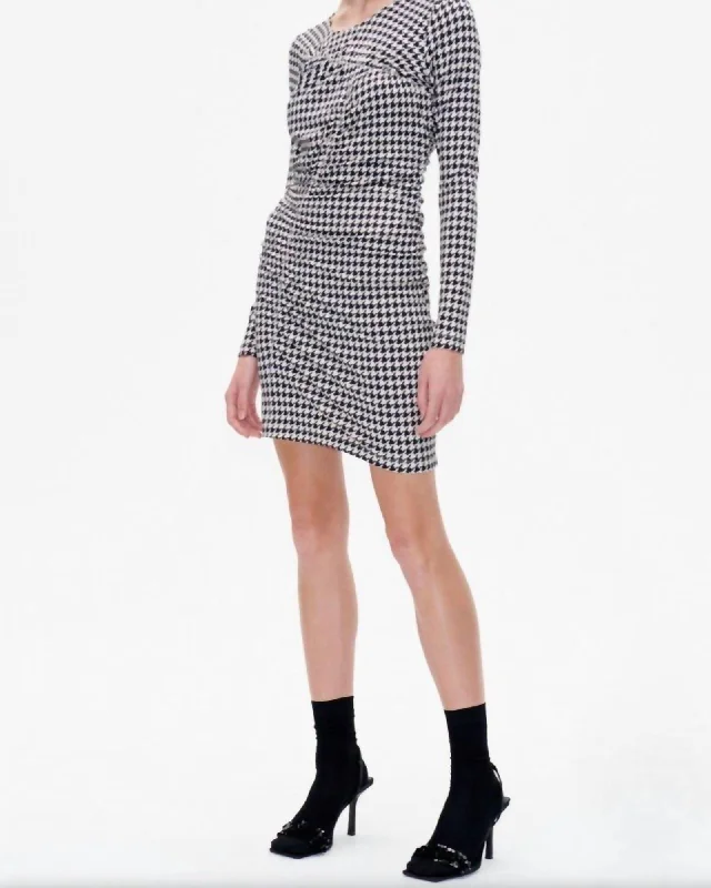 Jennie Dress In Black White Check | Black White Check