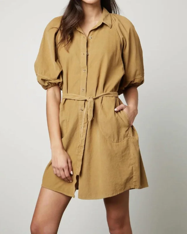 Kady Corduroy Button Up Dress In Latte | Latte