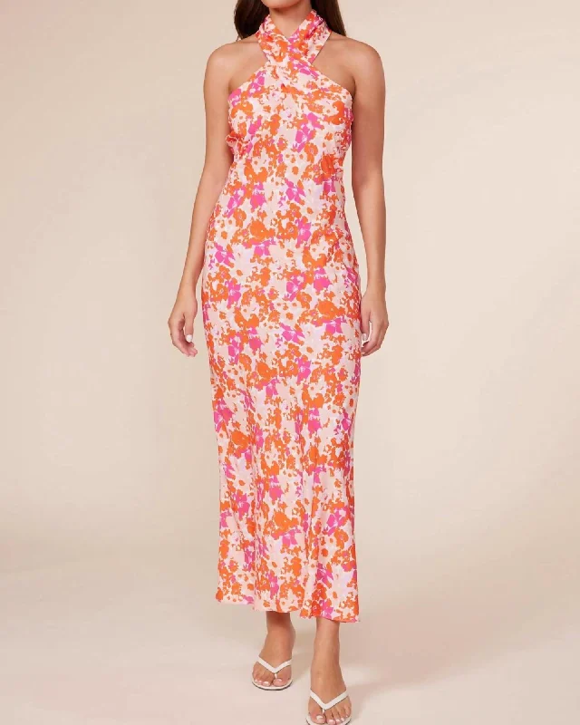 Kauai Halter Dress In Pink Orange | Pink Orange