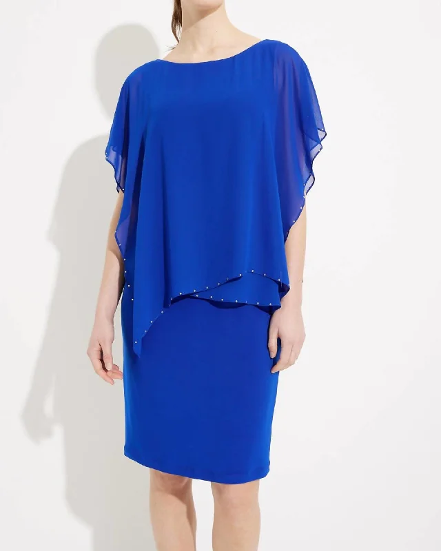 Layered Chiffon Rhinestone Dress In Royal Sapphire | Royal Sapphire