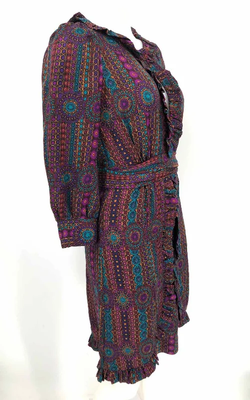 MARC BY MARC JACOBS Purple Teal Silk Paisley w/belt Size 0  (XS) Dress