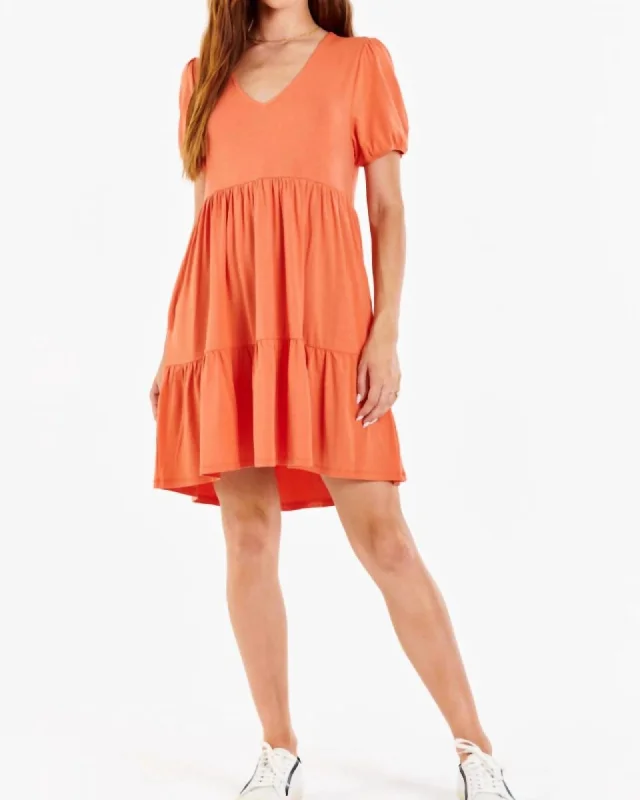 Maude Puff Sleeve Dress In Canyon | Canyon