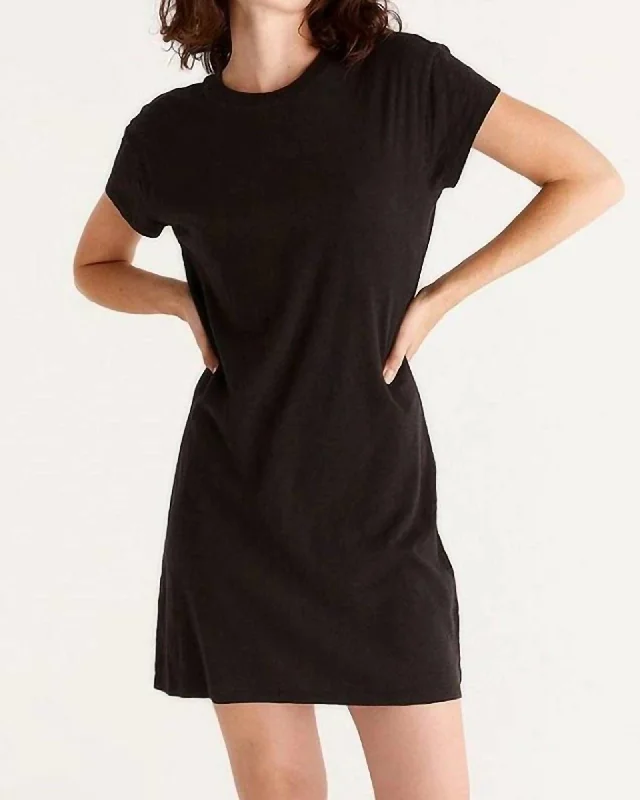 Modern Crew Slub Tee Dress In Black | Black