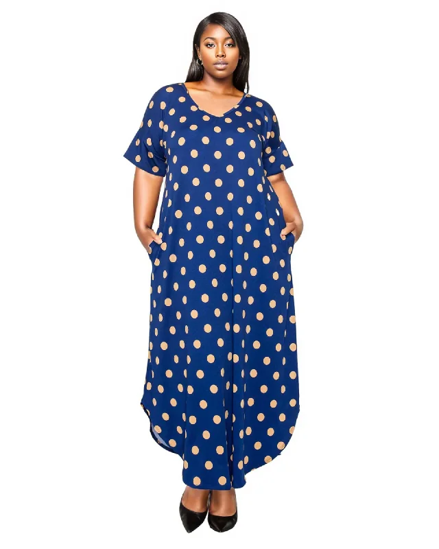 Monica Polka Dot Dress | Navy Taupe