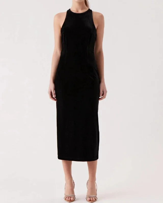 Nora Velvet Dress In Black | Black