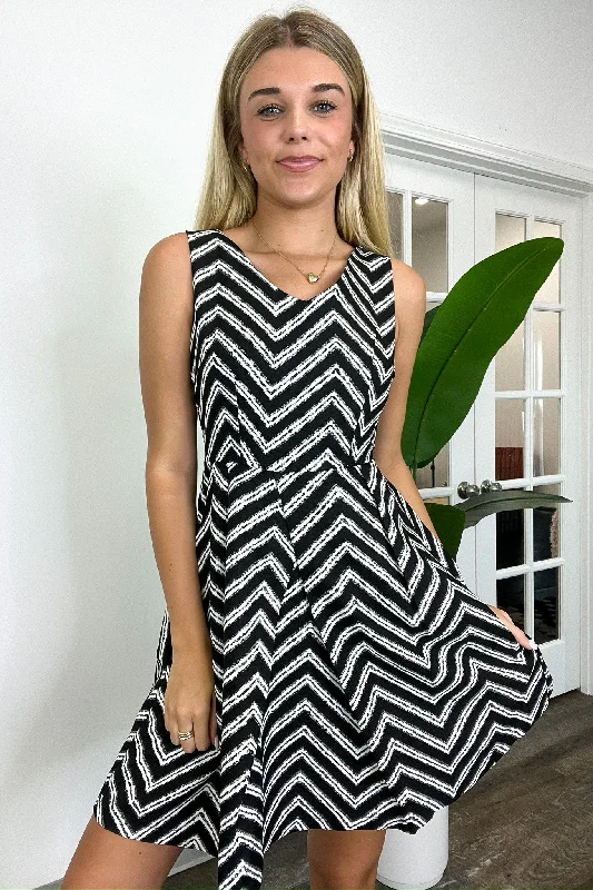 Nylie Chevron Fit and Flare Dress - FINAL SALE