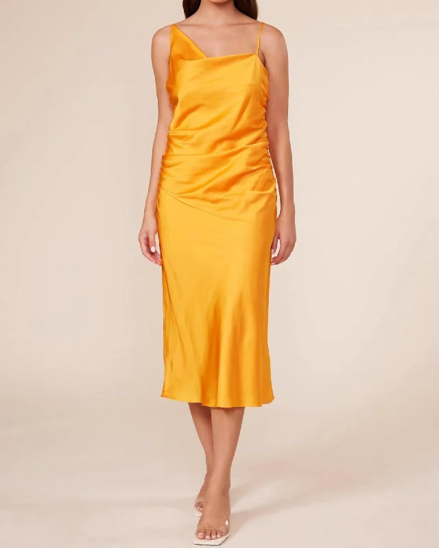 Pierre Gathered Dress In Tangerine | Tangerine