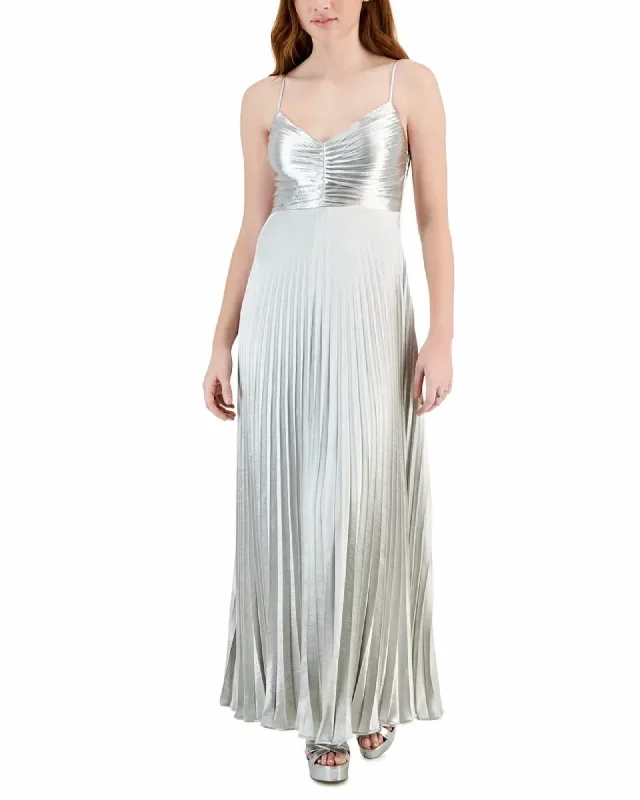 Rose Pleated Dress In Pewter | Pewter