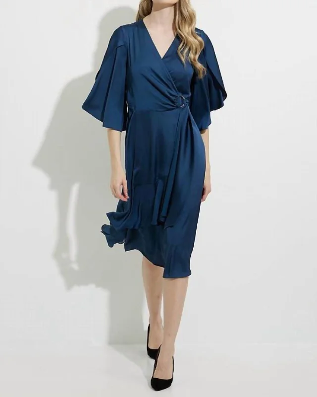 Ruffled & Wrap Dress In Nightfall | Nightfall