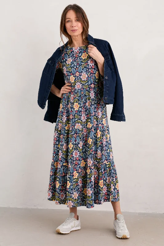 Seasalt Line Strokes Dress in Rustic Floral Maritime