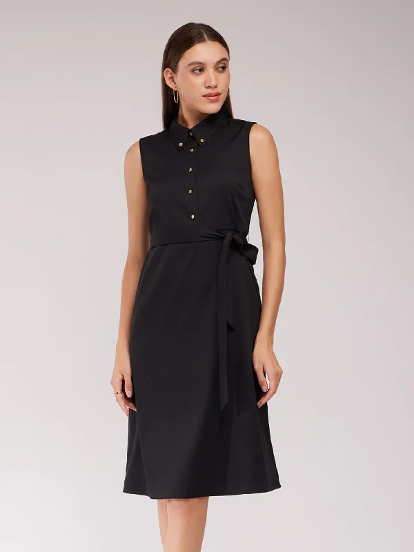 Shift Collared Dress - Black