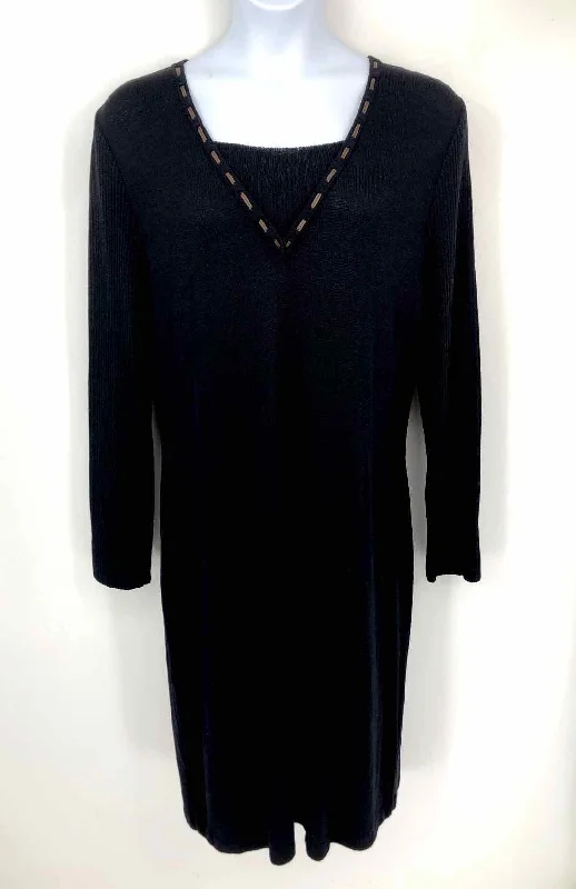 ST. JOHN Black Brown Knit Size LARGE  (L) Dress