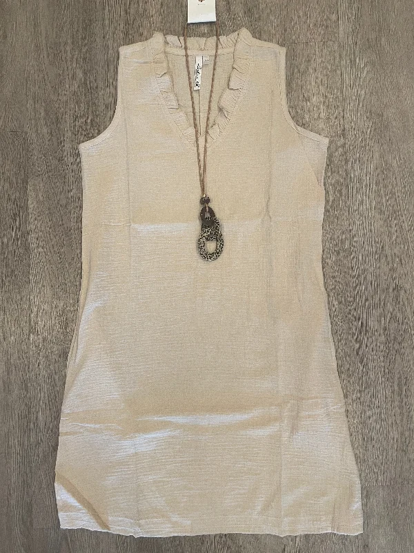 Stone Gauze Sleeveless Frayed Dress