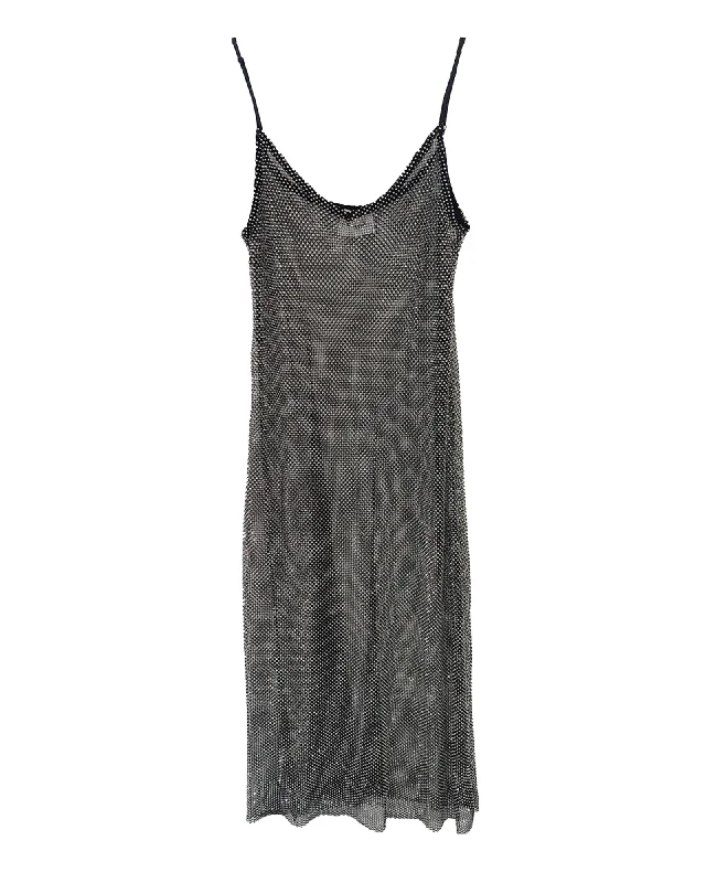 The Crystal Stone Mesh Dress- Hematite | Hematite