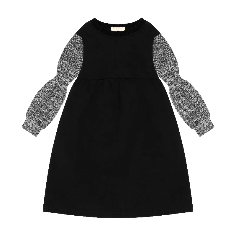 Twirl black scuba knit dress by Retro Kid